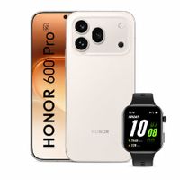 Celular Honor 600 5G 256GB, 8GB RAM, cámara trasera 200MP, frontal 50MP, pantalla 6.57"", dorado platino + Honor Watch 2i